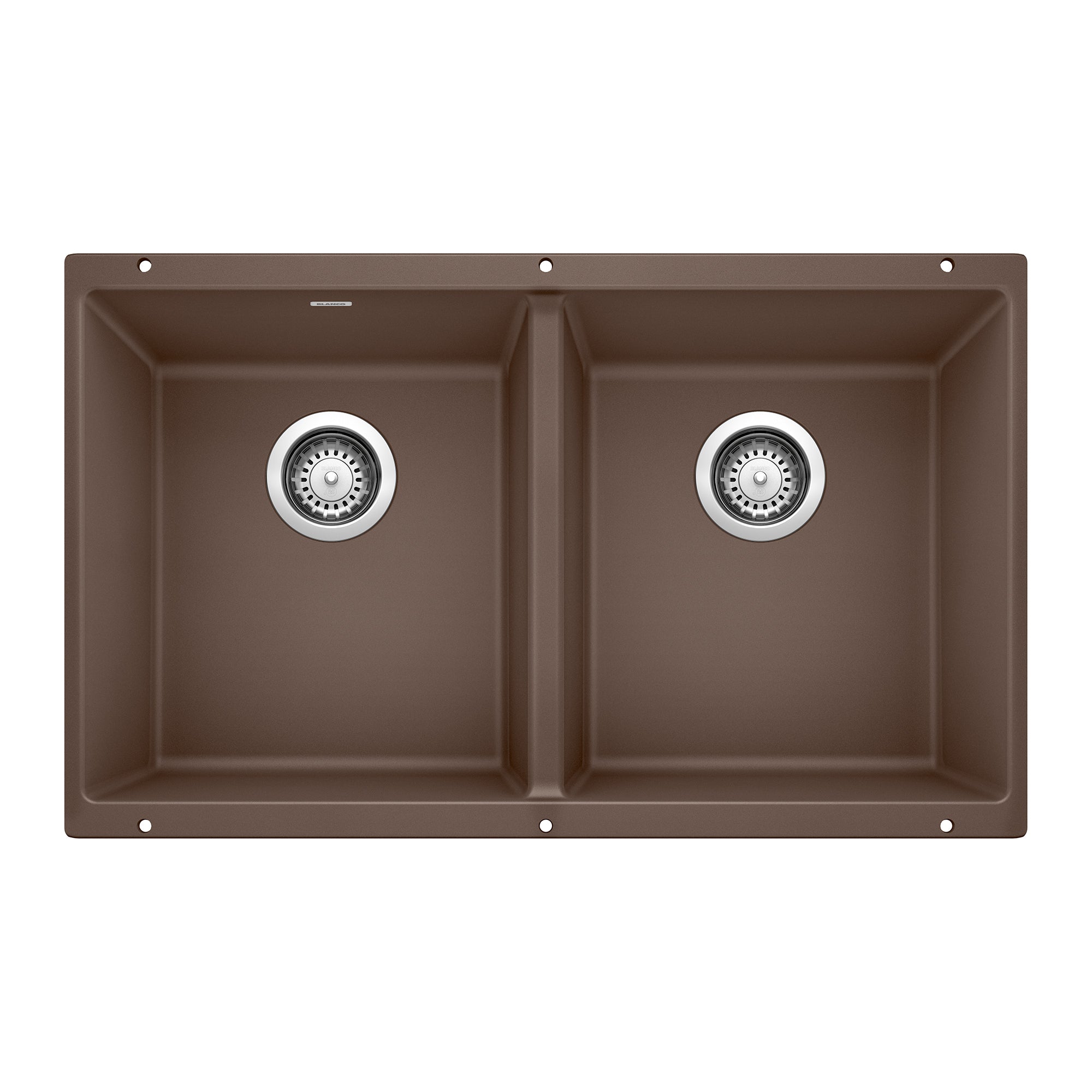 Blanco Precis 30" Undermount Granite Composite Kitchen Sink, Silgranit, 50/50 Double Bowl, Cafe, 516323