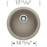 Blanco Rondo 18" Round Granite Composite Bar/Prep Sink, Silgranit, Truffle, 517699