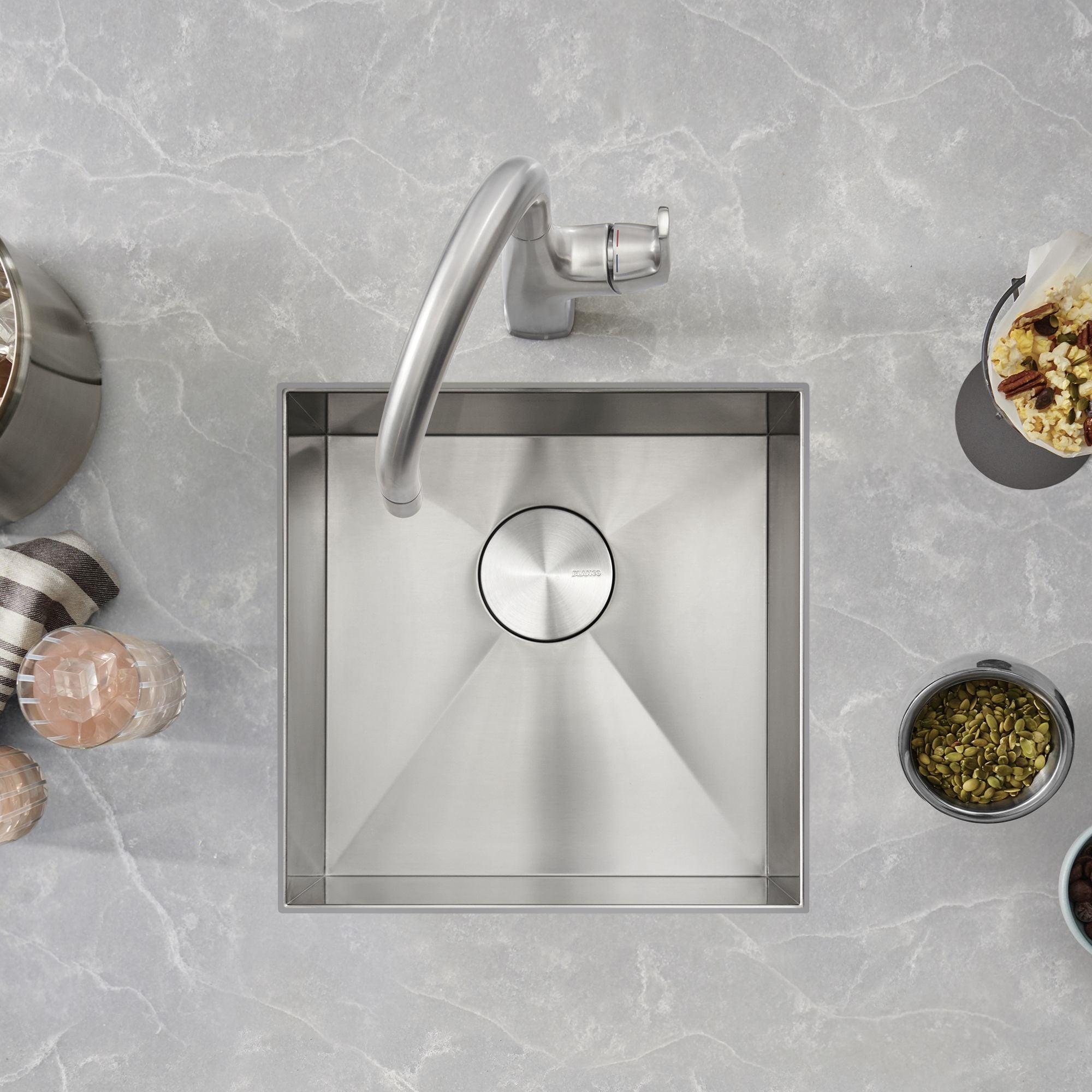 Blanco Quatrus 17" Square Stainless Steel Bar/Prep Sink, 18 Gauge, 518168