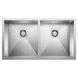 Blanco Quatrus 32" Undermount Stainless Steel Kitchen Sink, 50/50 Double Bowl, 18 Gauge, 518170