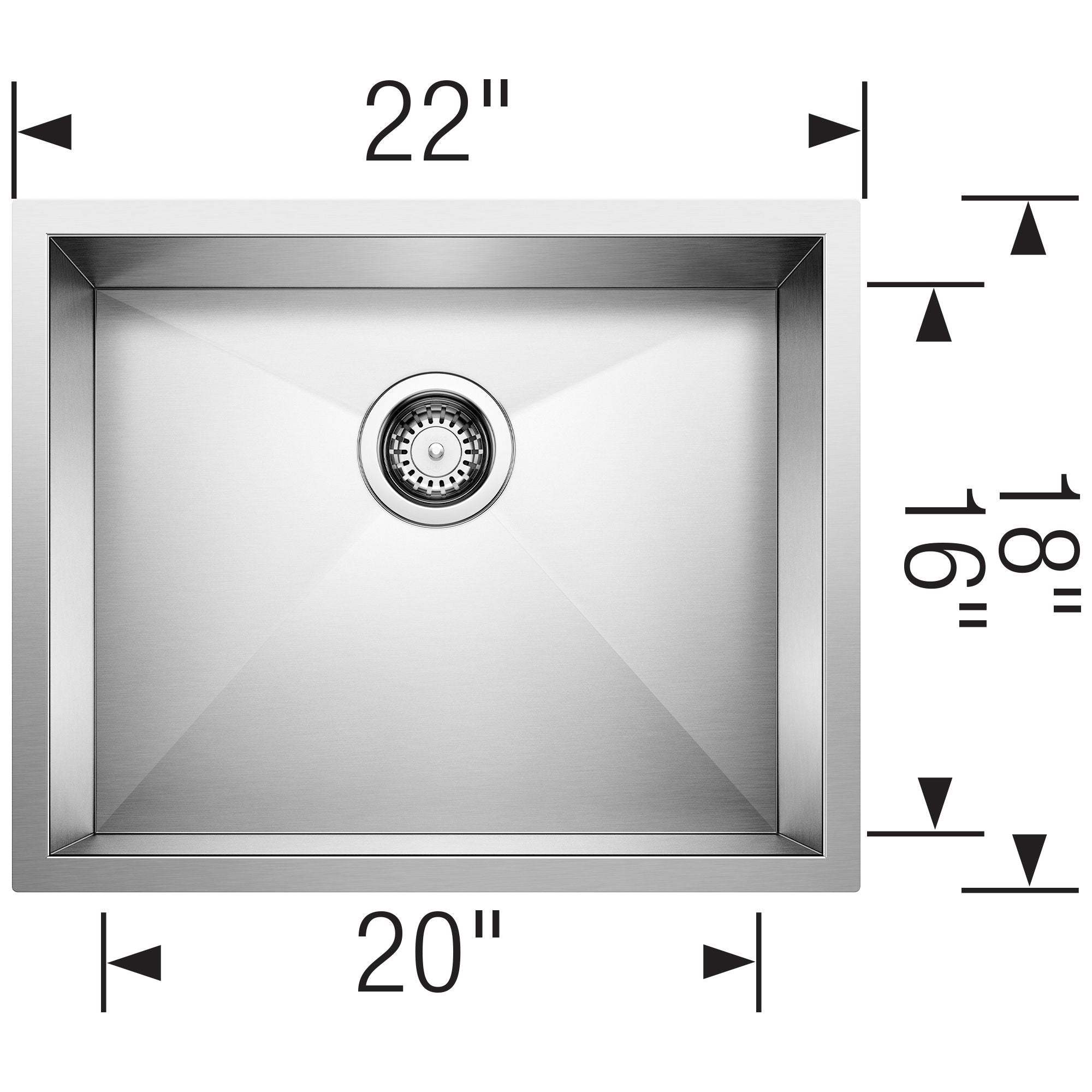 Blanco Quatrus 22" Undermount Stainless Steel Kitchen Sink, 18 Gauge, 518478