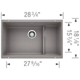 Blanco Precis 29" Undermount Granite Composite Kitchen Sink with Accessories, Silgranit, Metallic Gray, 519452