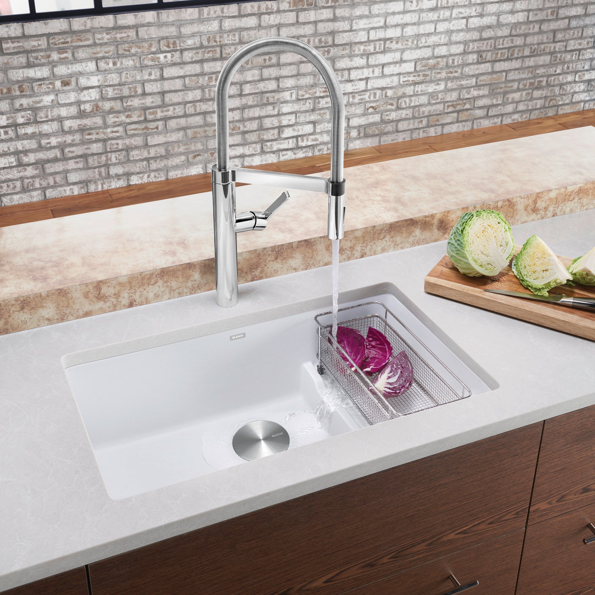 Blanco Precis 29" Undermount Granite Composite Kitchen Sink with Accessories, Silgranit, White, 519453
