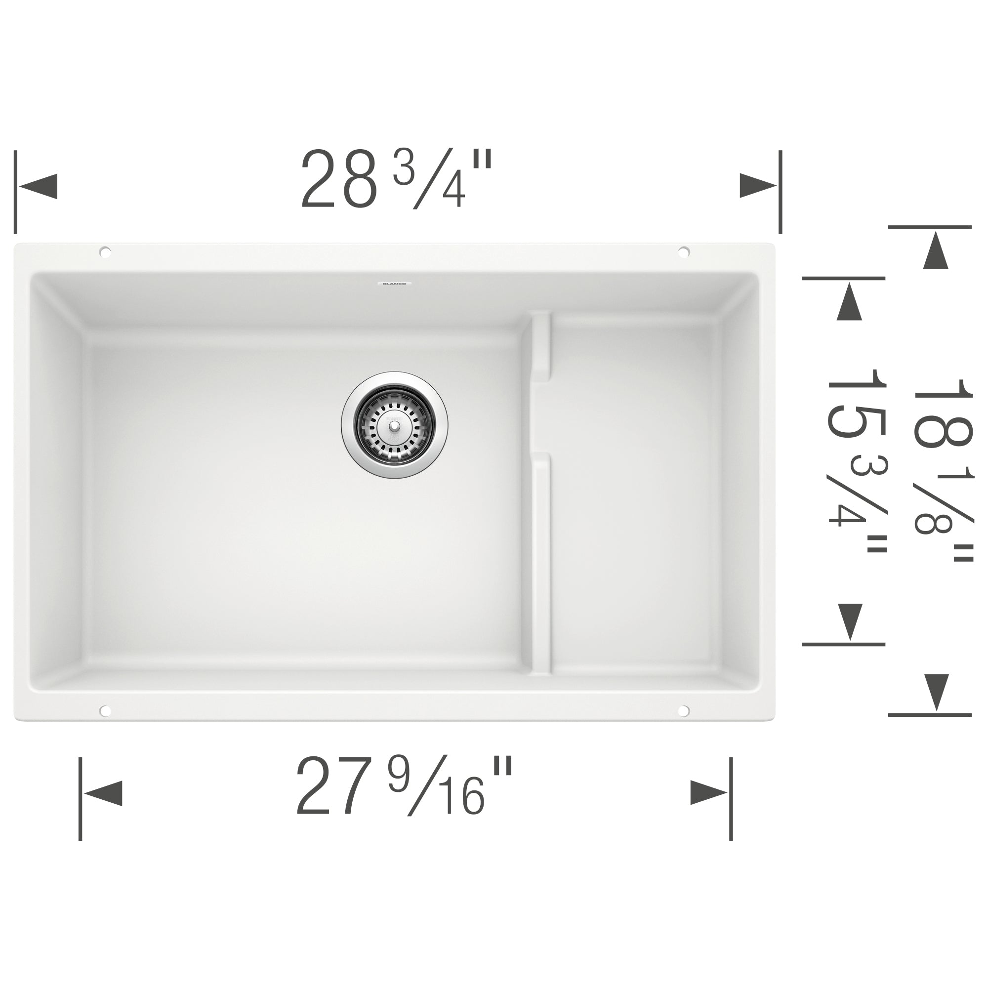 Blanco Precis 29" Undermount Granite Composite Kitchen Sink with Accessories, Silgranit, White, 519453