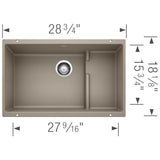 Blanco Precis 29" Undermount Granite Composite Kitchen Sink with Accessories, Silgranit, Truffle, 519456