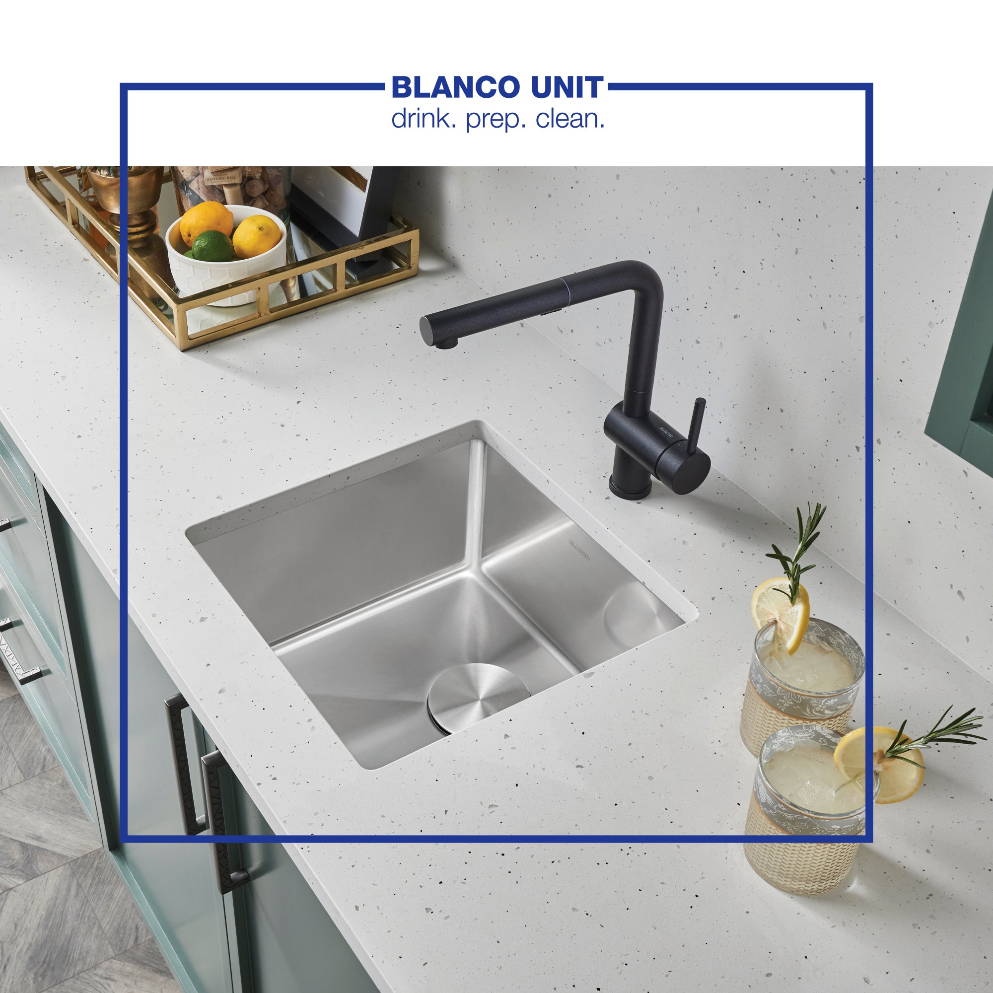 Blanco Quatrus 17" Square Stainless Steel Bar/Prep Sink, 18 Gauge, 519545