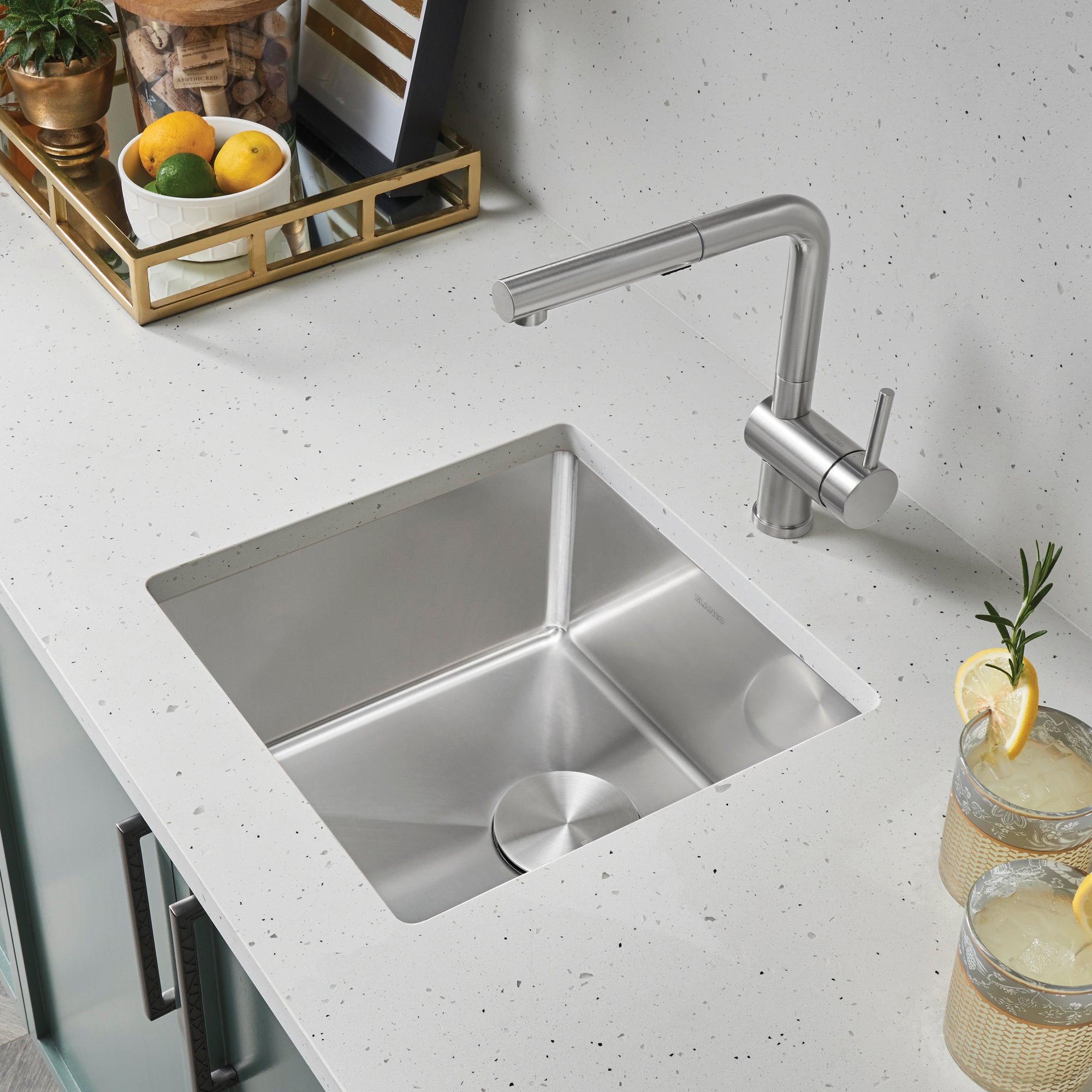 Blanco Quatrus 17" Square Stainless Steel Bar/Prep Sink, 18 Gauge, 519545