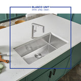Blanco Precis 27" Undermount Granite Composite Kitchen Sink, Silgranit, Metallic Gray, 522428