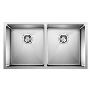 Alternate Image for Blanco Quatrus 32" Undermount Stainless Steel Kitchen Sink, 50/50 Double Bowl, 18 Gauge, 519549