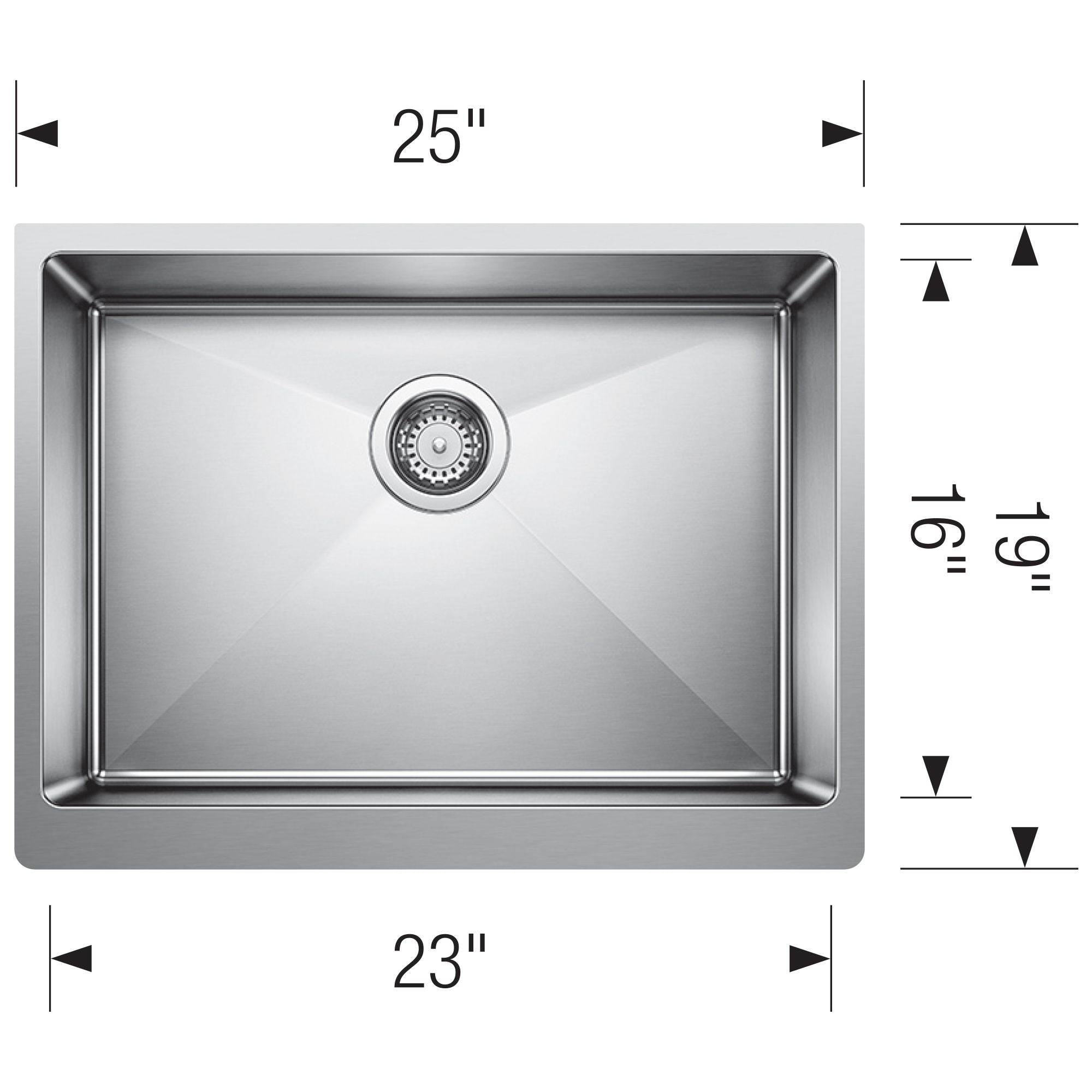 Blanco Quatrus 25" Undermount Stainless Steel Kitchen Sink, 18 Gauge, 522215