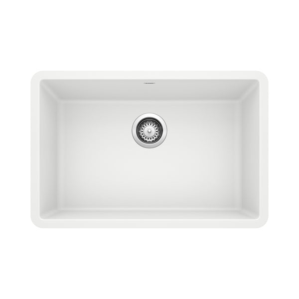 Blanco Precis 27" Undermount Granite Composite Kitchen Sink, Silgranit, White, 522429