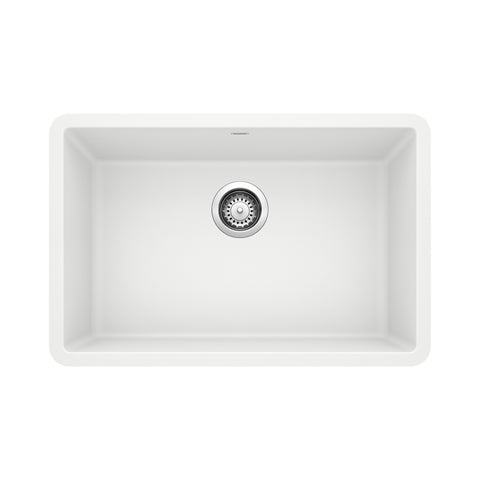 Blanco Precis 27" Undermount Granite Composite Kitchen Sink, Silgranit, White, 522429