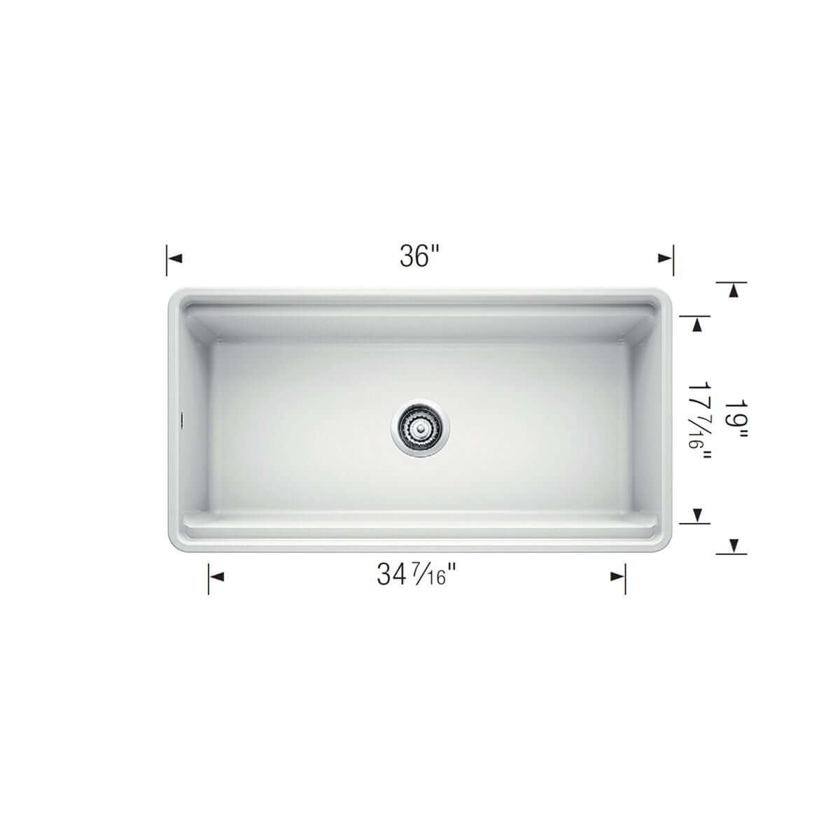 Blanco Profina 36" Fireclay Workstation Farmhouse Sink with Accessories, White, 523026