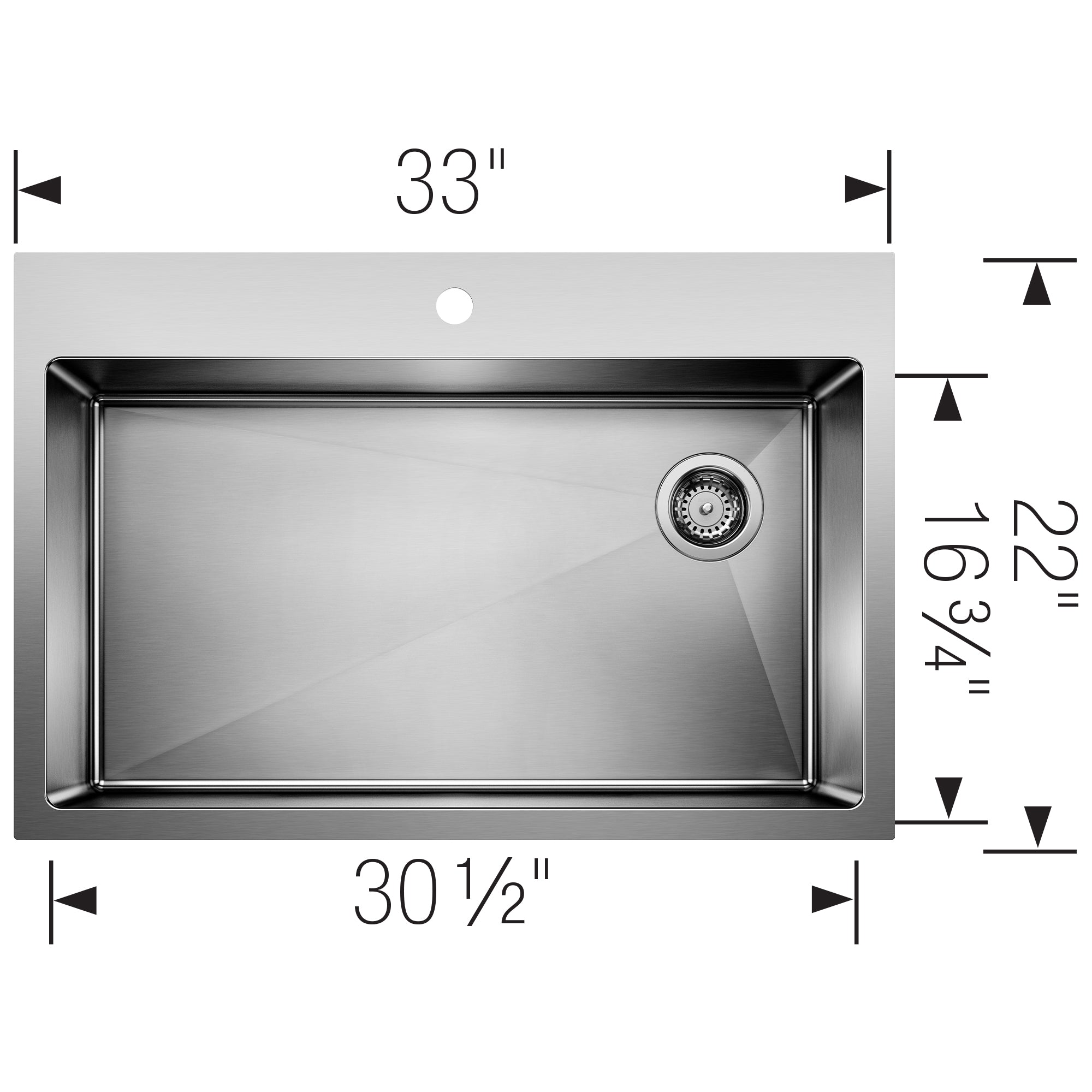 Blanco Quatrus 33" Dual Mount Stainless Steel Kitchen Sink, 18 Gauge, 524221