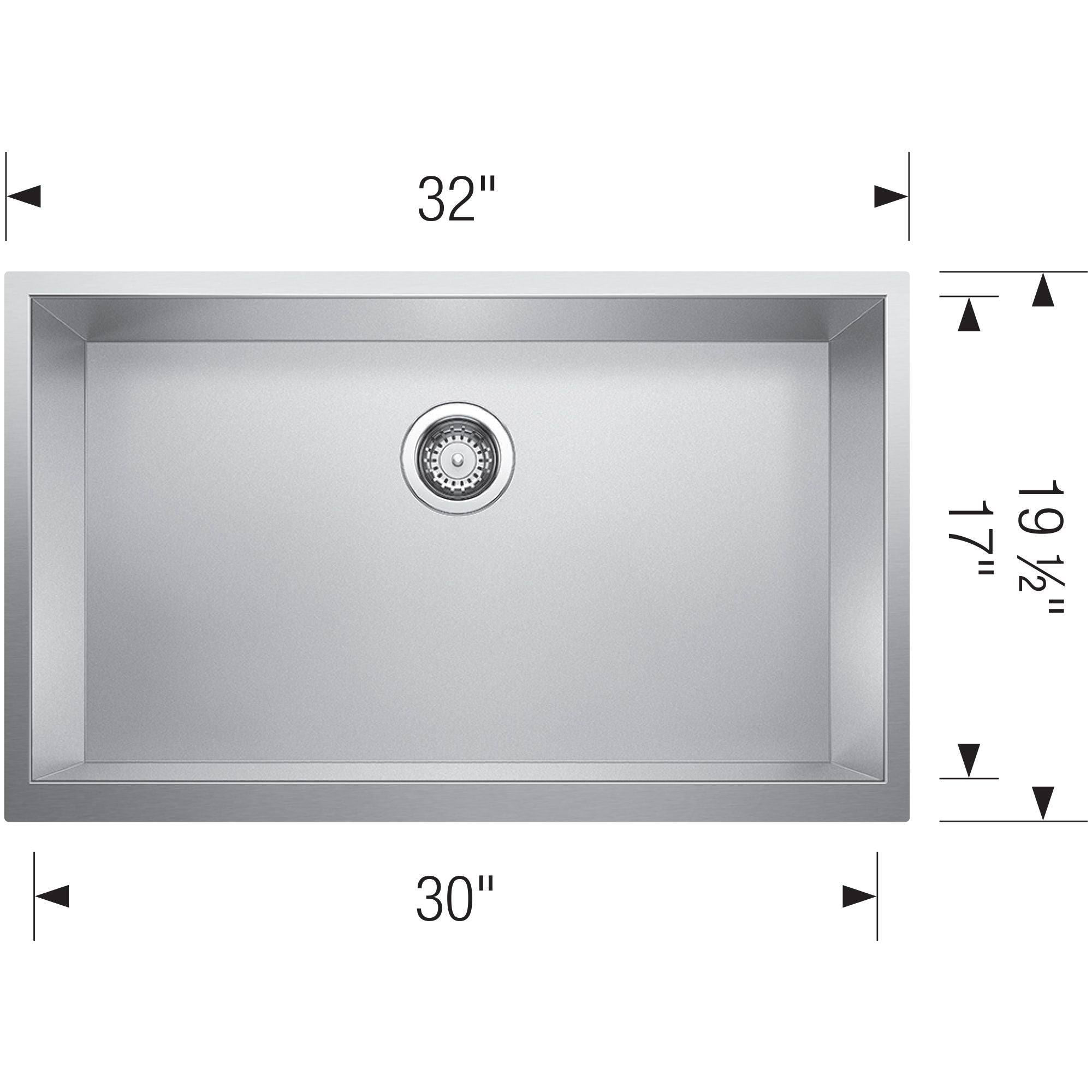 Blanco Precision 32" Undermount Stainless Steel Kitchen Sink, 20 Gauge, 524223