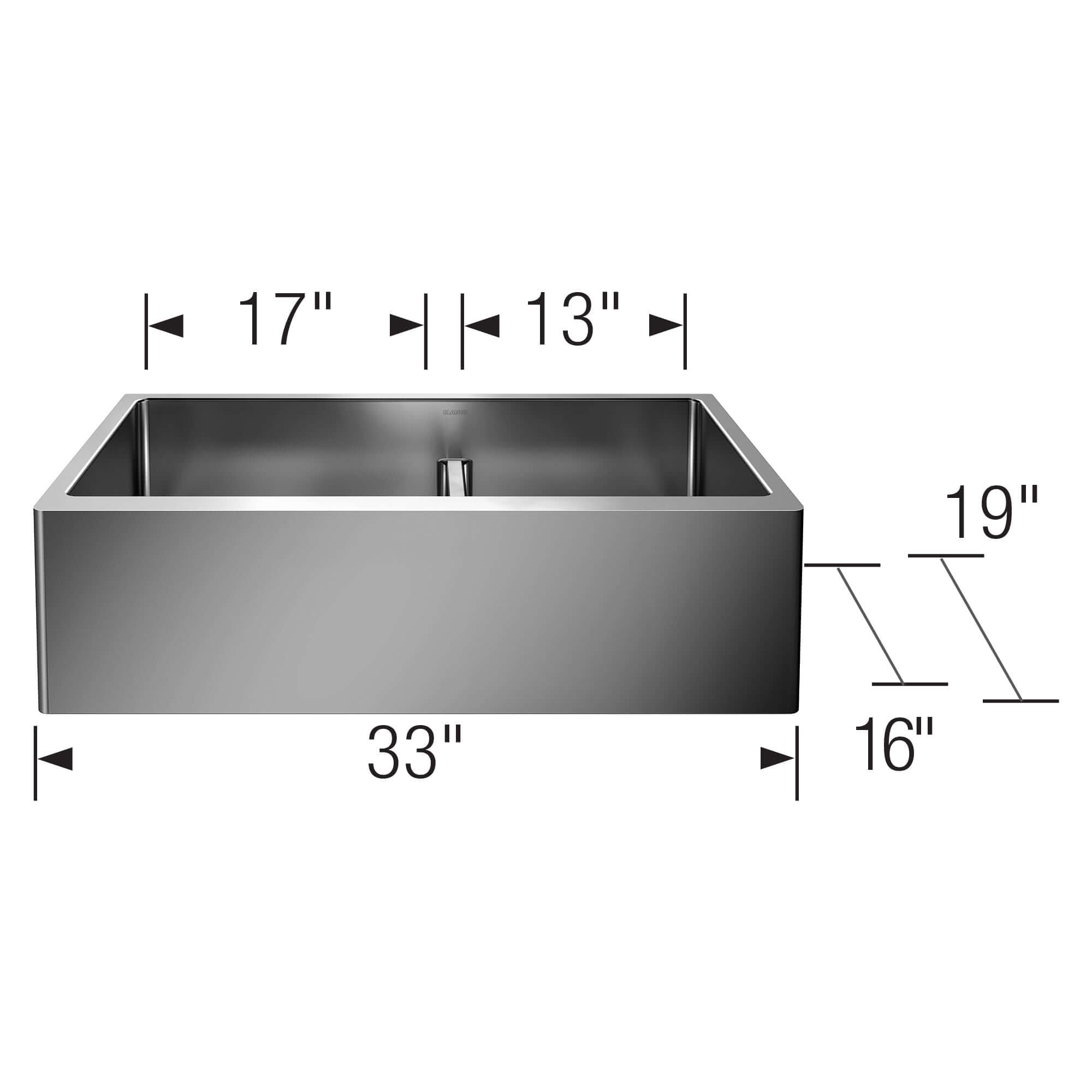 Blanco Quatrus 33" Stainless Steel Farmhouse Sink, 60/40 Double Bowl, 18 Gauge, Satin Polish, 525242