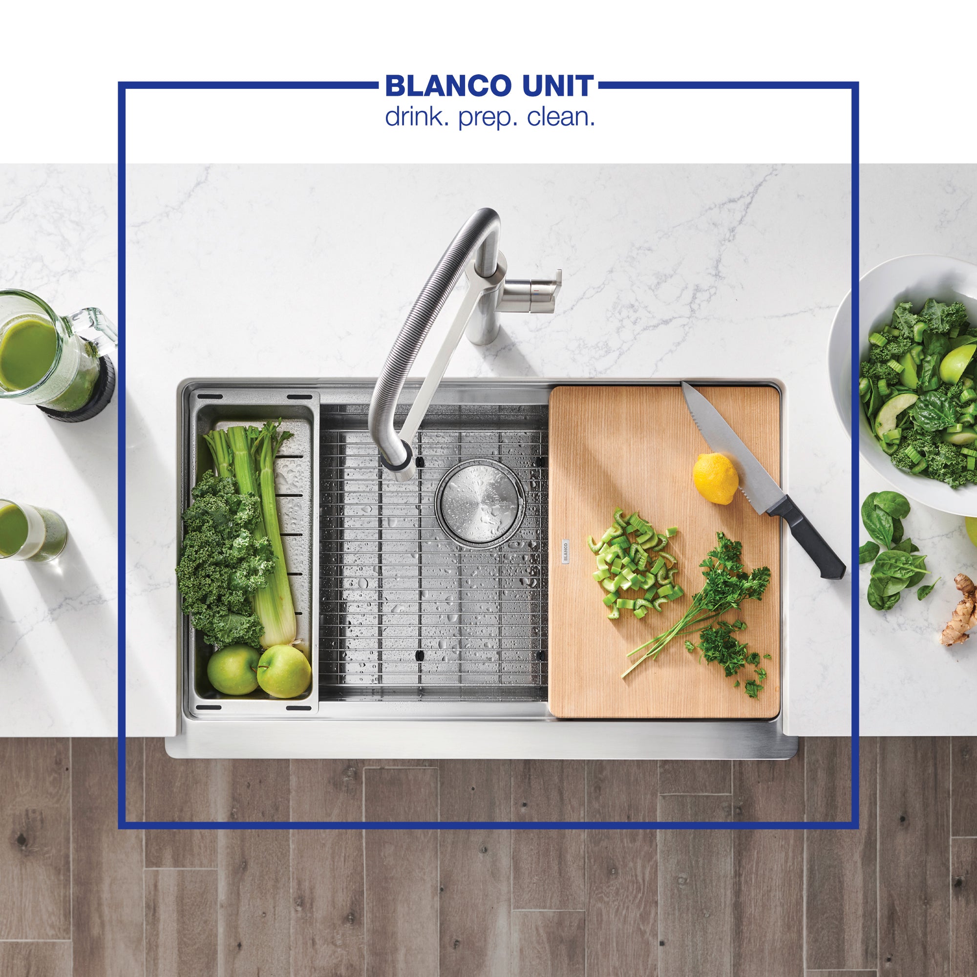 Blanco Quatrus 33" Stainless Steel Workstation Farmhouse Sink with Accessories, 18 Gauge, Satin Polish, 525243