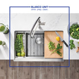 Blanco Quatrus 33" Stainless Steel Workstation Farmhouse Sink with Accessories, 18 Gauge, 525243