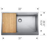 Blanco Quatrus 33" Stainless Steel Farmhouse Sink with Accessories, 18 Gauge, 525243