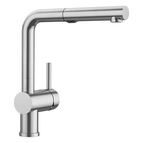 Blanco Linus 1.5 GPM Brass Kitchen Faucet, Pull-Out, Stainless, 526366