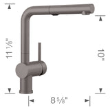 Blanco Linus 1.5 GPM Brass Kitchen Faucet, Pull-Out, Metallic Gray, 526370