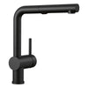 Blanco Linus 1.5 GPM Brass Kitchen Faucet, Pull-Out, Coal Black, 526374
