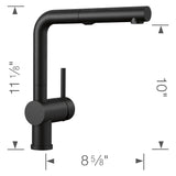 Blanco Linus 1.5 GPM Brass Kitchen Faucet, Pull-Out, Coal Black, 526374