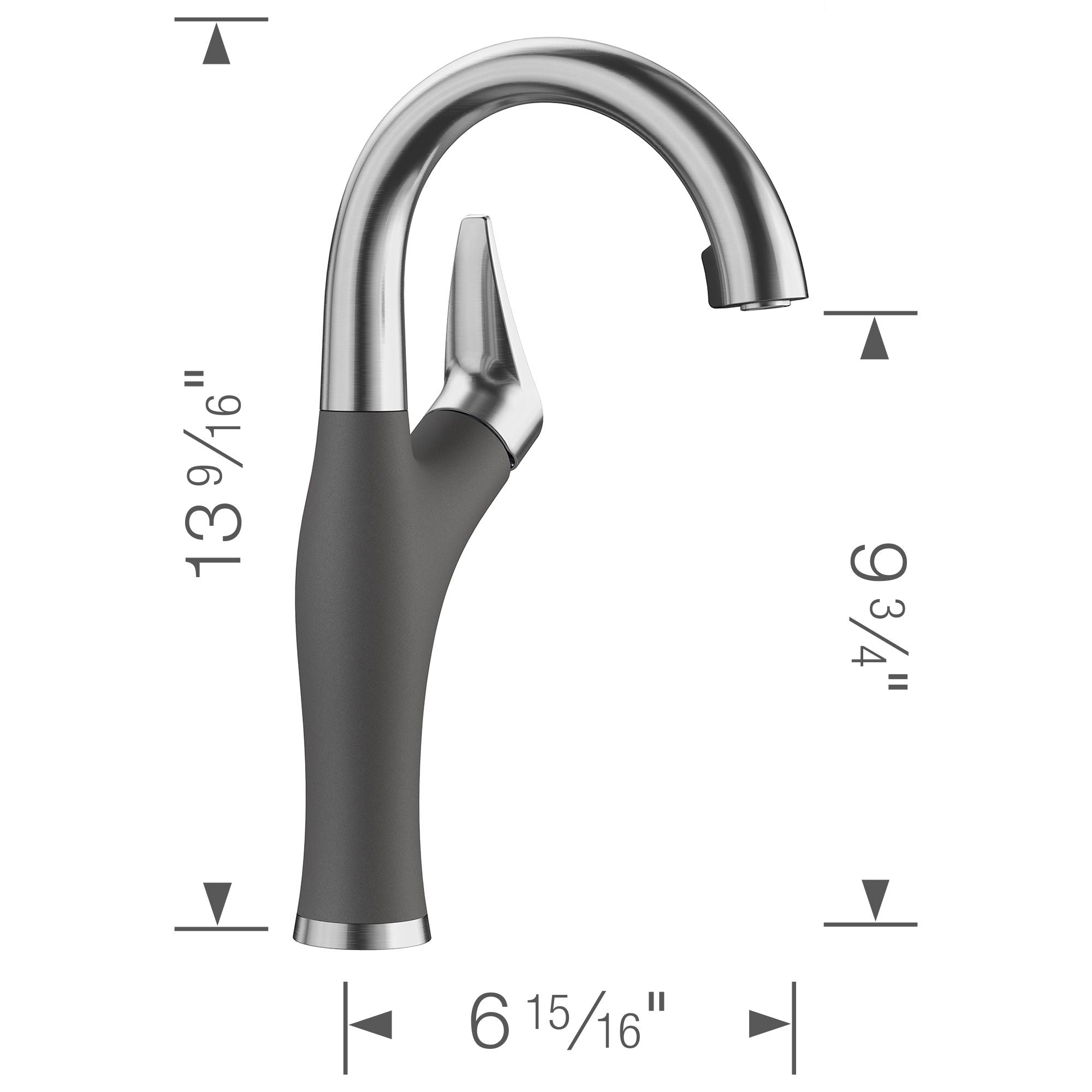 Blanco Artona 1.5 GPM Brass Bar Faucet, Pull-Down, Cinder/Stainless, 526382