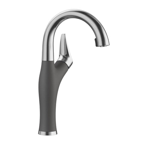 Blanco Artona 1.5 GPM Brass Bar Faucet, Pull-Down, Cinder/Stainless, 526382