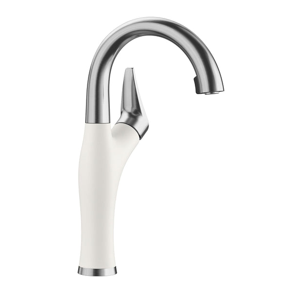 Blanco Artona 1.5 GPM Brass Bar Faucet, Pull-Down, White/Stainless, 526386