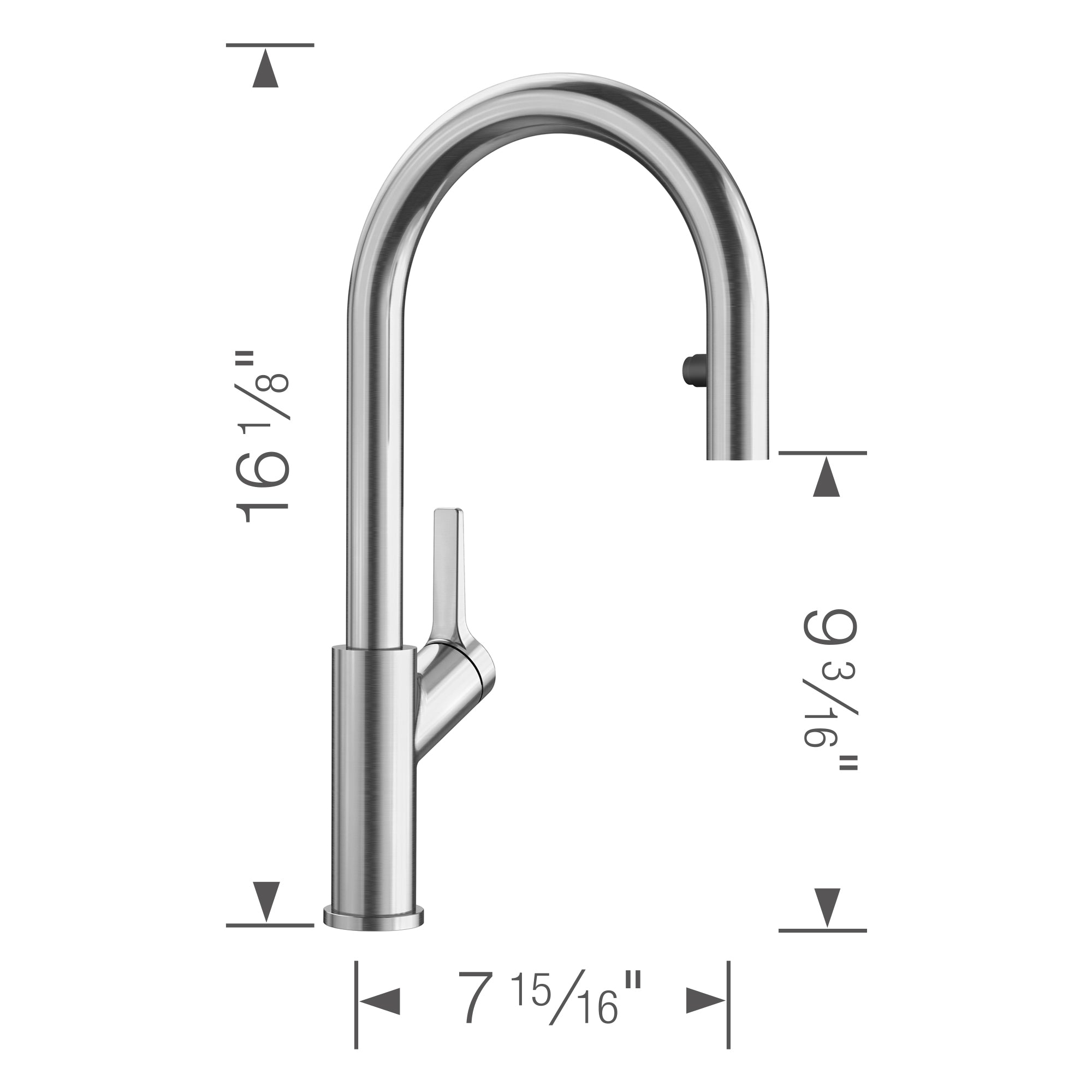 Blanco Urbena 1.5 GPM Brass Kitchen Faucet, Pull-Down, Classic Steel, 526389