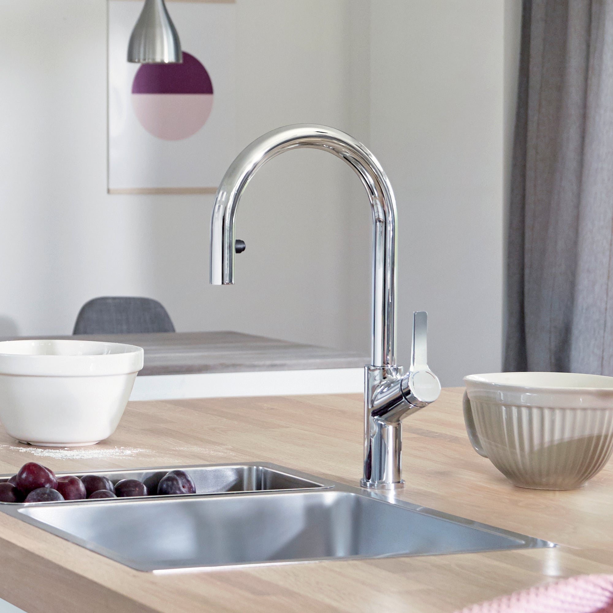Blanco Urbena 1.5 GPM Brass Kitchen Faucet, Pull-Down, Polished Chrome, 526390