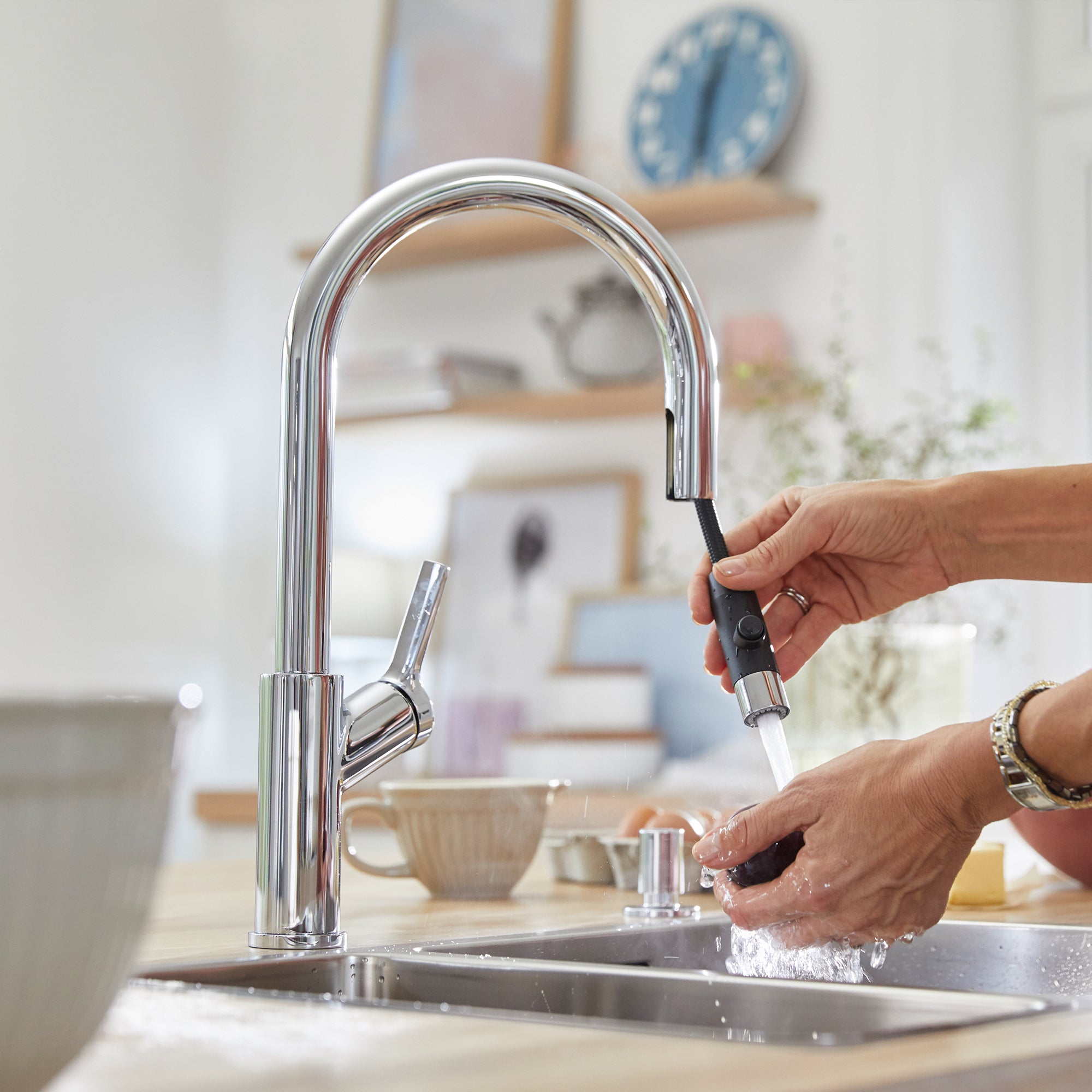 Blanco Urbena 1.5 GPM Brass Kitchen Faucet, Pull-Down, Polished Chrome, 526390