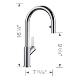 Blanco Urbena 1.5 GPM Brass Kitchen Faucet, Pull-Down, Polished Chrome, 526390