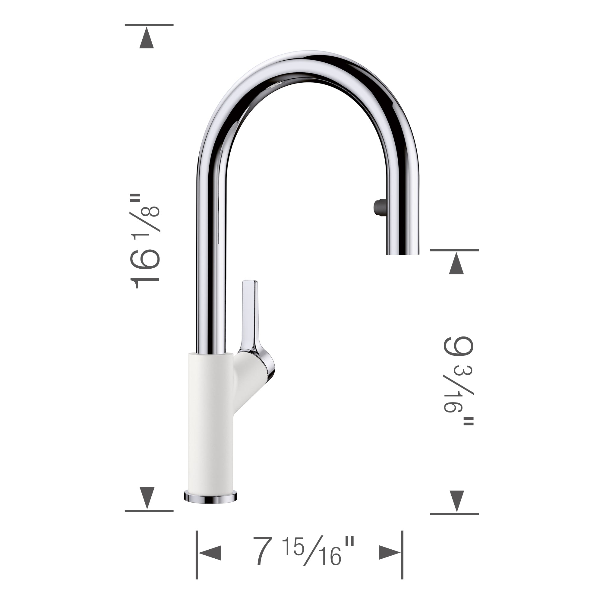 Blanco Urbena 1.5 GPM Brass Kitchen Faucet, Pull-Down, White/Chrome, 526391