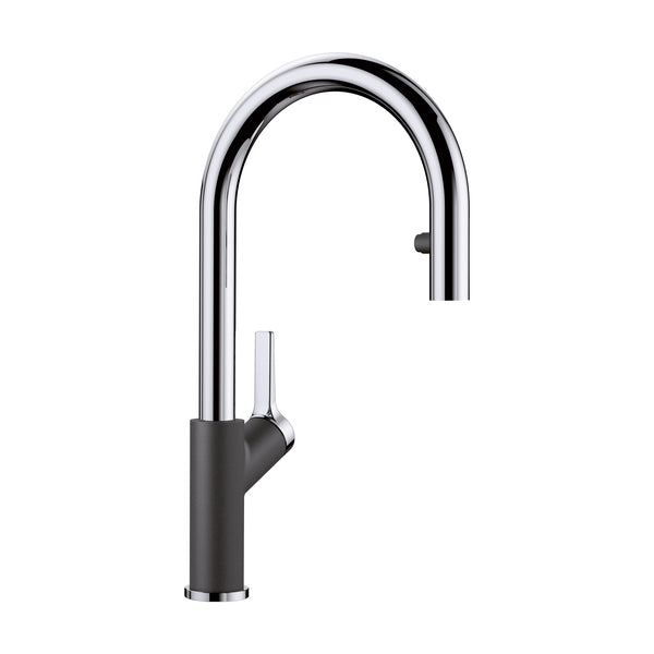 Blanco Urbena 1.5 GPM Brass Kitchen Faucet, Pull-Down, Anthracite/Chrome, 526392