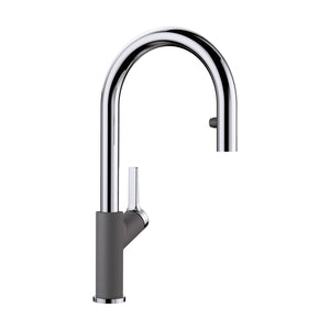 Alternate Image for Blanco Urbena 1.5 GPM Brass Kitchen Faucet, Pull-Down, Cinder/Chrome, 526395