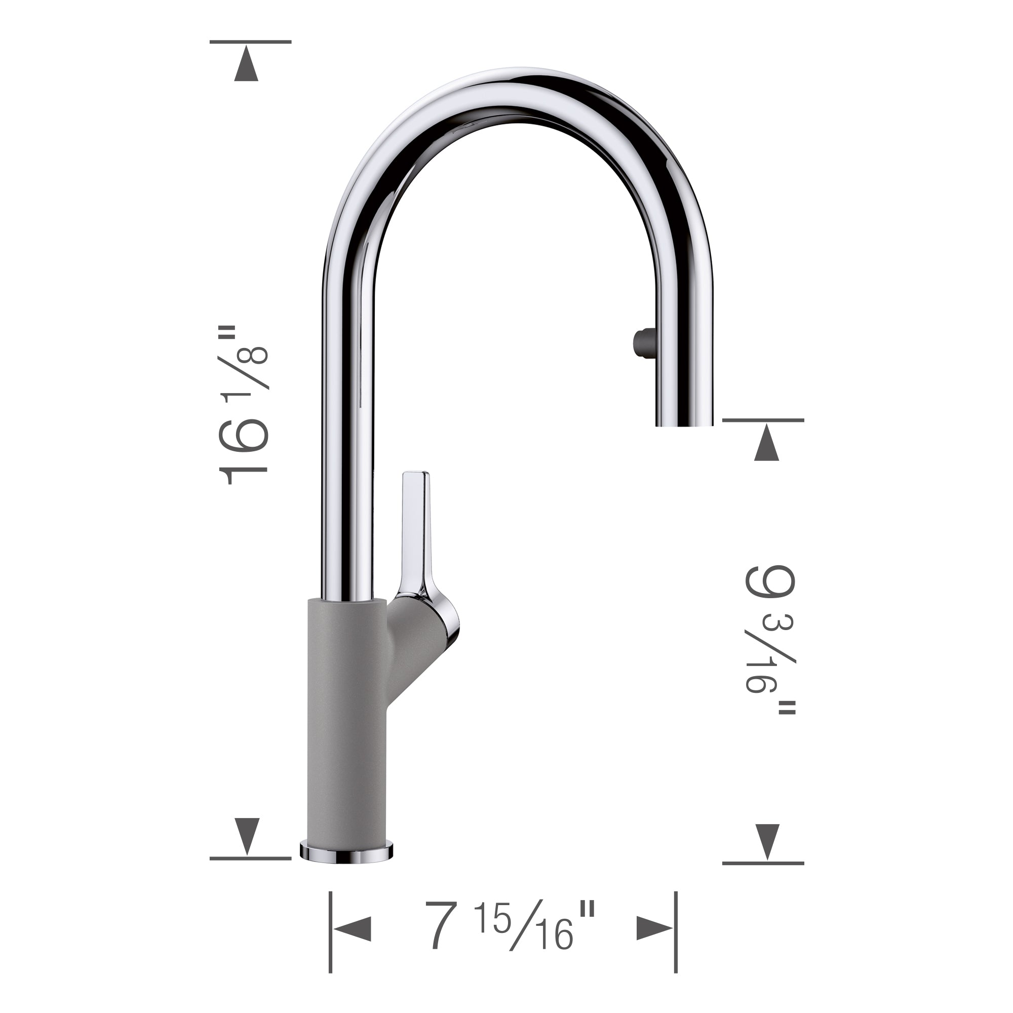 Blanco Urbena 1.5 GPM Brass Kitchen Faucet, Pull-Down, Metallic Gray/Chrome, 526396