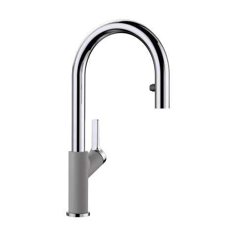 Blanco Urbena 1.5 GPM Brass Kitchen Faucet, Pull-Down, Metallic Gray/Chrome, 526396