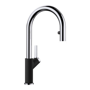 Alternate Image for Blanco Urbena 1.5 GPM Brass Kitchen Faucet, Pull-Down, Coal Black/Chrome, 526398