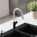 Blanco Urbena 1.5 GPM Brass Kitchen Faucet, Pull-Down, Coal Black/Chrome, 526398