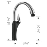 Blanco Artona 1.5 GPM Brass Kitchen Faucet, Pull-Down, Coal Black/Stainless, 526401