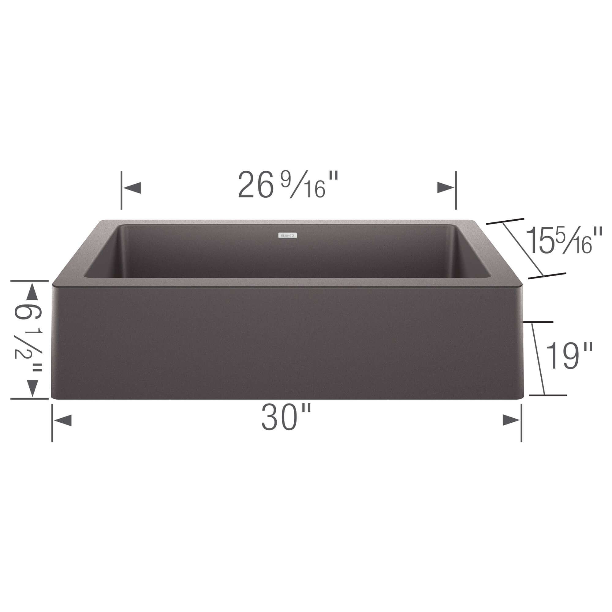Blanco Vintera 30" Granite Composite Workstation Farmhouse Sink, Silgranit, Cinder, 526539