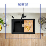 Blanco Vintera 30" Granite Composite Workstation Farmhouse Sink, Silgranit, Coal Black, 526545