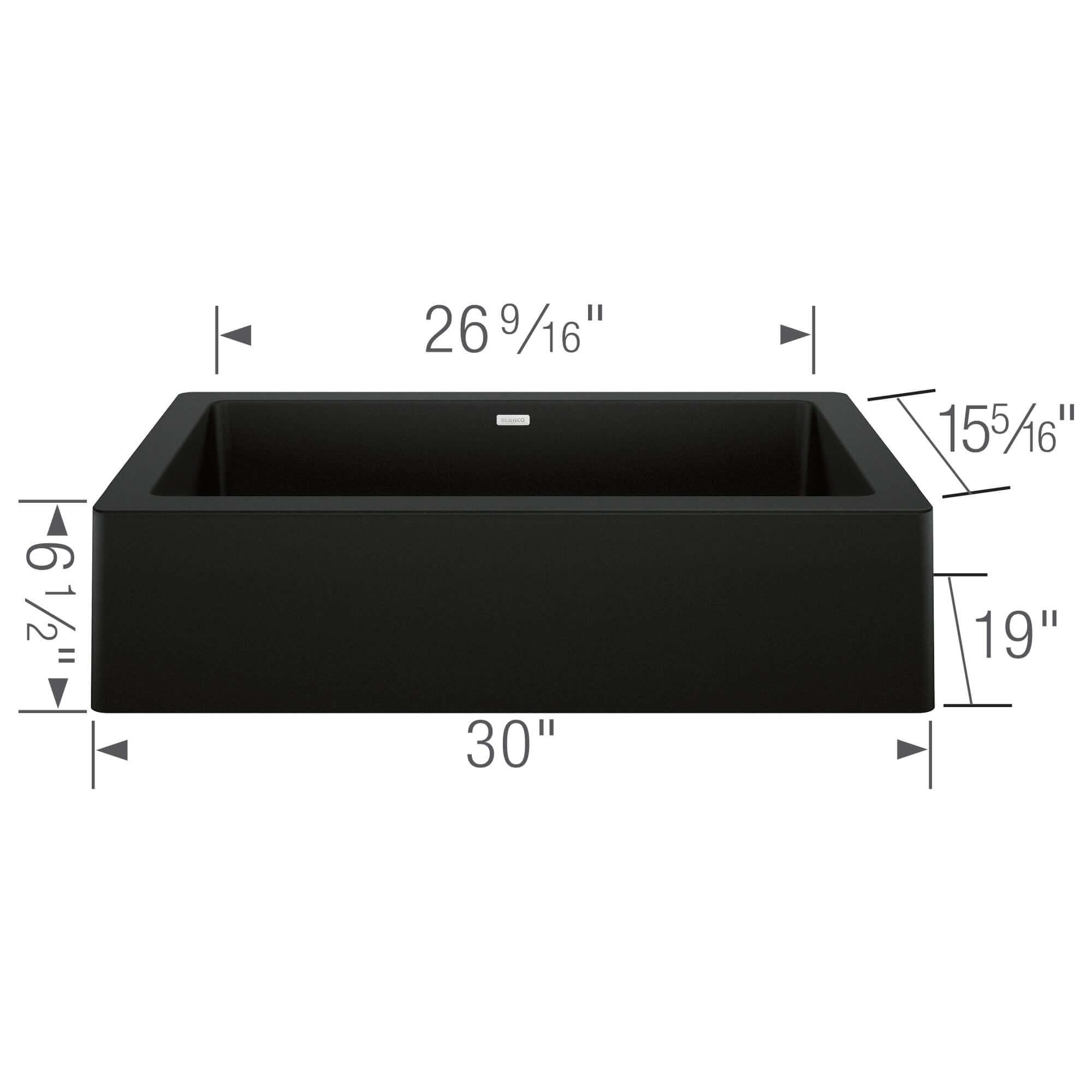 Blanco Vintera 30" Granite Composite Workstation Farmhouse Sink, Silgranit, Coal Black, 526545