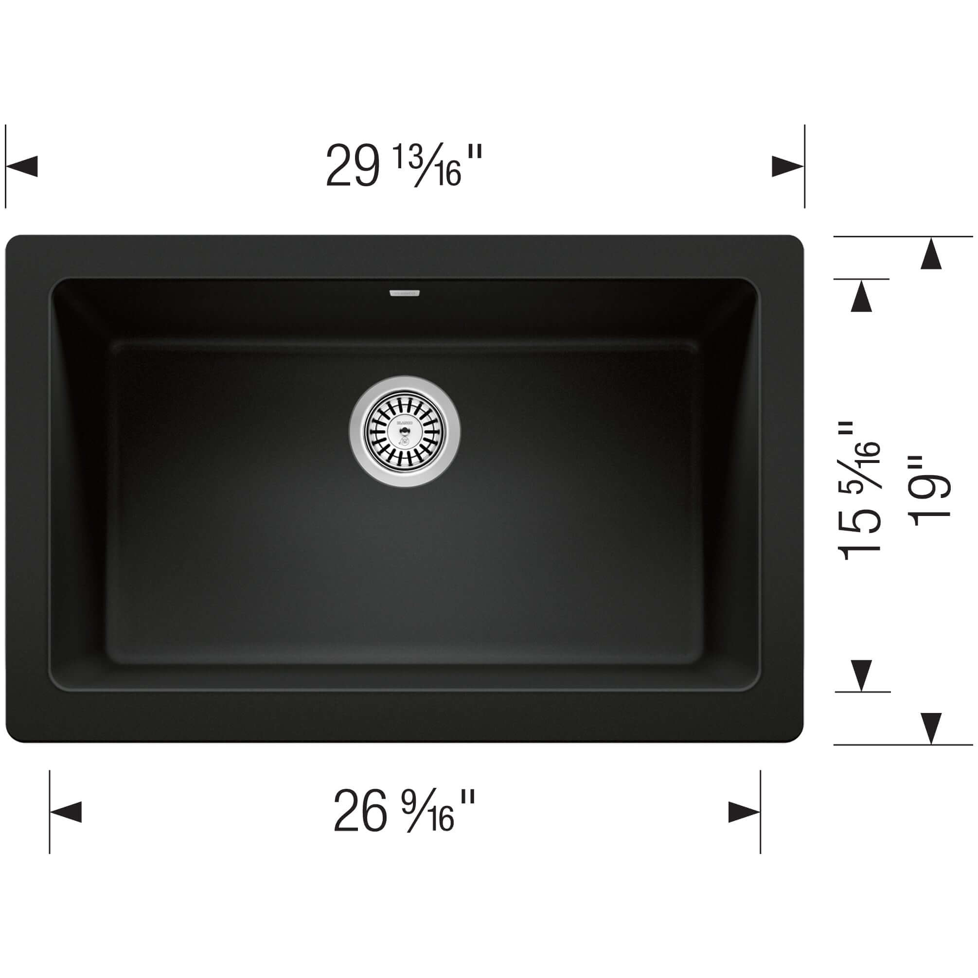 Blanco Vintera 30" Granite Composite Workstation Farmhouse Sink, Silgranit, Coal Black, 526545