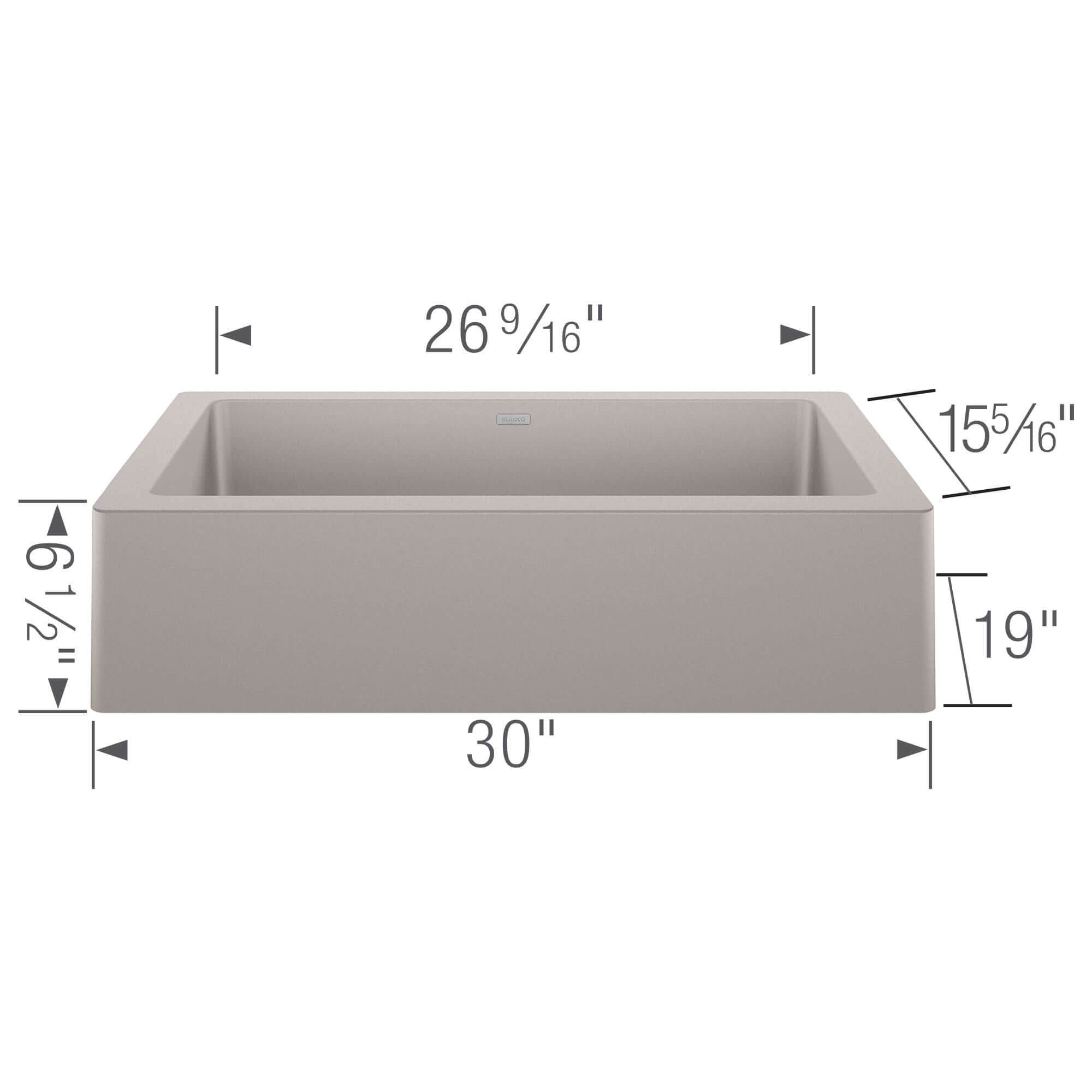 Blanco Vintera 30" Granite Composite Workstation Farmhouse Sink, Silgranit, Concrete Gray, 526546