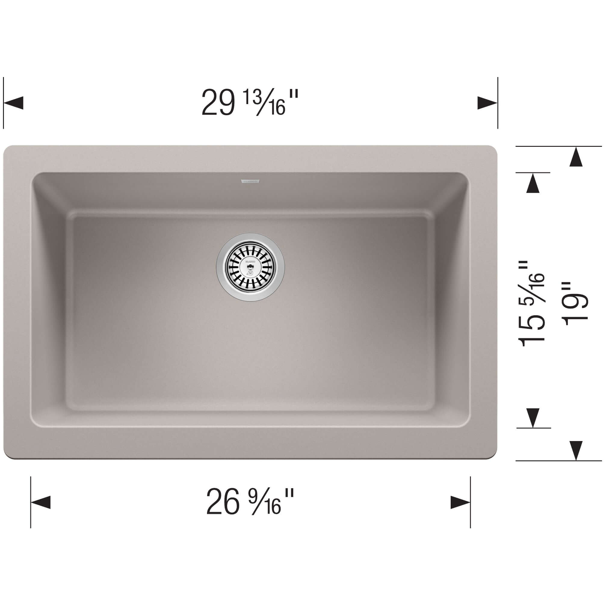 Blanco Vintera 30" Granite Composite Workstation Farmhouse Sink, Silgranit, Concrete Gray, 526546