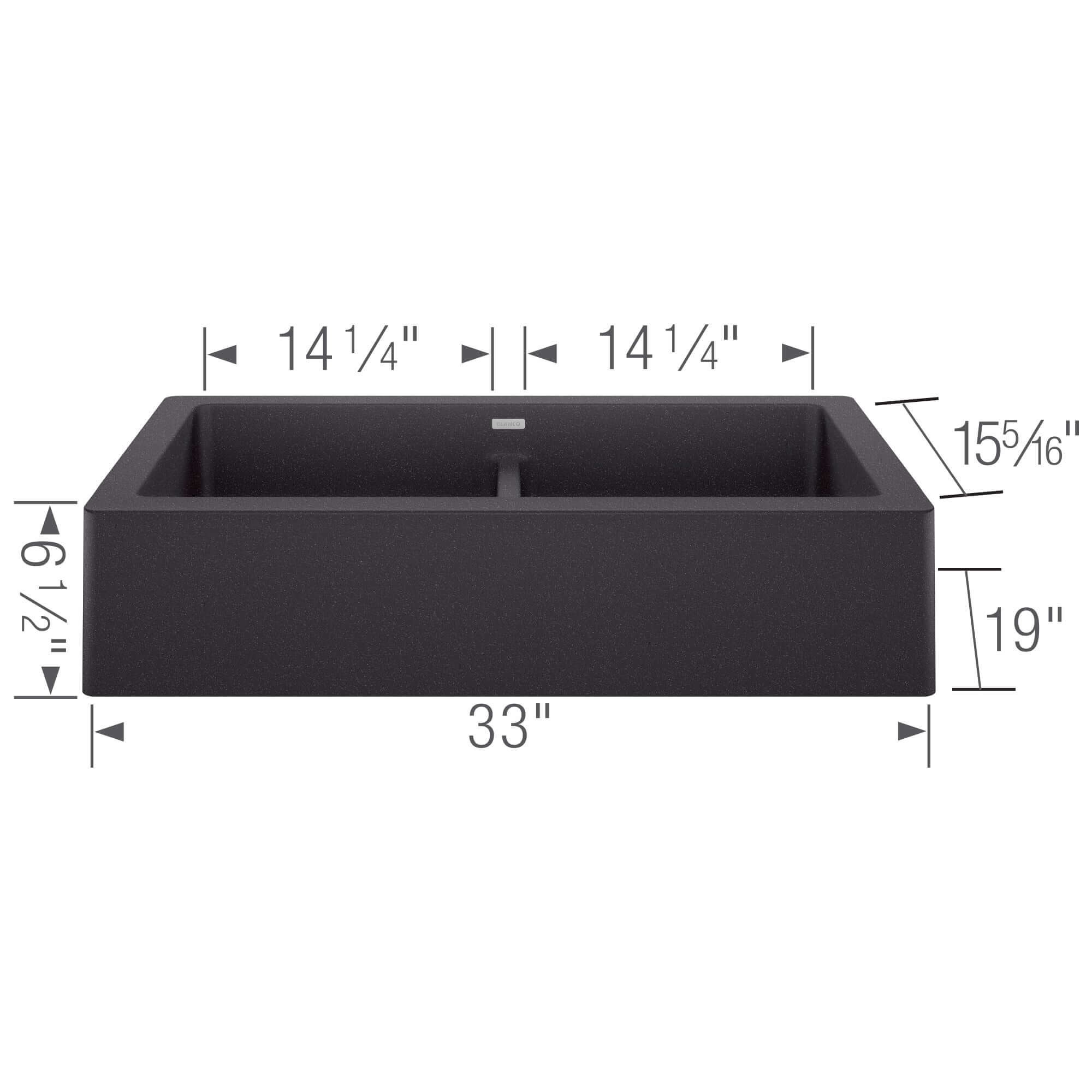 Blanco Vintera 33" Granite Composite Workstation Farmhouse Sink, Silgranit, 50/50 Double Bowl, Anthracite, 526547