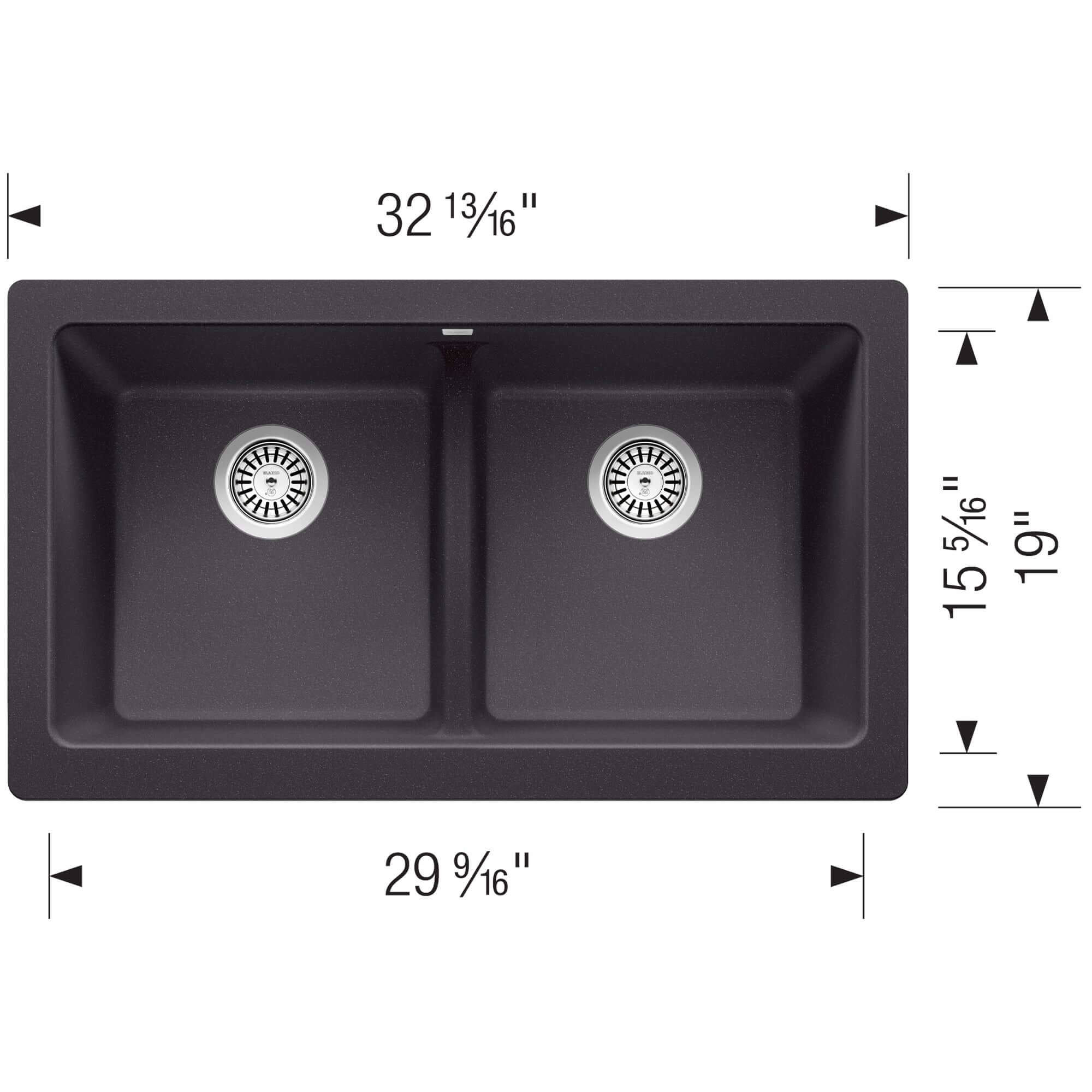 Blanco Vintera 33" Granite Composite Workstation Farmhouse Sink, Silgranit, 50/50 Double Bowl, Anthracite, 526547